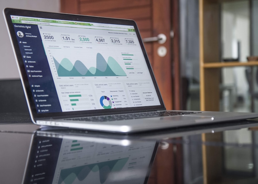 Gráfico de crescimento de tráfego orgânico em dashboard de analytics